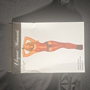 ELEGANT MOMENTS VERTICAL STRIPED FISHNET SUSPENDER BODYSTOCKING-RED-SIZE:OS